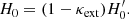 $$ \begin{aligned} H_{0} = (1 - \kappa _{\mathrm{ext}}) H^\prime _{0}. \end{aligned} $$