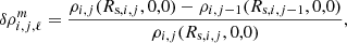 $$ \begin{aligned} \delta \rho _{i, j, \ell }^m=\frac{\rho _{i, j}(R_{\mathrm{s},i,j},0,0)- \rho _{i, j-1}(R_{\mathrm{s},i,j-1},0,0) }{\rho _{i, j}(R_{\mathrm{s},i,j},0,0)}, \end{aligned} $$