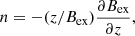 $$ \begin{aligned} n = - ( {z}/{B_{\rm ex}}) \dfrac{\partial B_{\rm ex}}{\partial z}, \end{aligned} $$