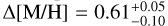 $\Delta [{{\rm{M}} \mathord{\left/ {\vphantom {{\rm{M}} {\rm{H}}}} \right. \kern-\nulldelimiterspace} {\rm{H}}}] = 0.61_{ - 0.10}^{ + 0.05}$