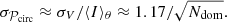 $$ \begin{aligned} \sigma _{\mathcal{P} _{\rm circ}} \approx \sigma _{V}/\langle I\rangle _{\theta } \approx 1.17/\sqrt{N_{\rm dom}} . \end{aligned} $$