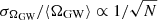 $ \sigma_{\Omega_{\mathrm{GW}}}/\langle \Omega_{\mathrm{GW}} \rangle \propto 1/\sqrt{N} $