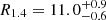 $ R_{1.4}= 11.0^{+0.9}_{-0.6} $