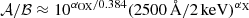 $ \mathcal{A}/\mathcal{B} \approx 10^{\alpha_{\mathrm{OX}}/0.384}(2500\,\mathrm{\AA}/2\,\mathrm{keV})^{\alpha_{\mathrm{X}}} $
