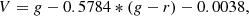 $$ \begin{aligned} V = g - 0.5784*(g - r) - 0.0038 ,\end{aligned} $$