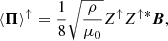 $$ \begin{aligned} \langle \boldsymbol{\Pi } \rangle ^{\uparrow }&= \frac{1}{8} \sqrt{\frac{\rho }{\mu _{0}}} Z^{\uparrow } Z^{\uparrow *} \boldsymbol{B},\end{aligned} $$