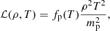 $$ \begin{aligned} \mathcal{L} (\rho ,T)=f_{\rm p}(T)\frac{\rho ^{2}T^{2}}{m_{\rm p}^{2}}, \end{aligned} $$