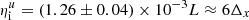 $ \eta_{\rm i}^u = (1.26 \pm 0.04) \times 10^{-3} L \approx 6\Delta_x $
