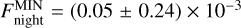 $F_{{\rm{night}}}^{{\rm{MIN}}} = \left( {0.05 \pm 0.24} \right) \times {10^{ - 3}}$