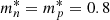 $ m_n^*=m_p^*=0.8 $