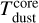 $T_{{\rm{dust}}}^{{\rm{core}}}$