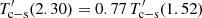 $ T_{\mathrm{c-s}}^\prime(2.30) = 0.77\,T_{\mathrm{c-s}}^\prime(1.52) $