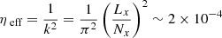 $$ \begin{aligned} \eta _{\text{ eff}} = \frac{1}{k^2} = \frac{1}{\pi ^2}\left( \frac{L_x}{N_x} \right)^2 \sim 2 \times 10^{-4} \end{aligned} $$
