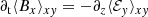 $$ \begin{aligned}&\partial _{\rm t}\langle B_x \rangle _{x{ y}} = -\partial _z\langle \mathcal{E} _{ y} \rangle _{x{ y}} \end{aligned} $$