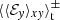 $ \langle\langle \mathcal{E}_{\mathit{y}} \rangle_{x\mathit{y}}\rangle_{\mathrm{t}}^{\pm} $
