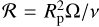 ${\cal R} = {{R_{\rm{p}}^2{\rm{\Omega }}} \mathord{\left/ {\vphantom {{R_{\rm{p}}^2{\rm{\Omega }}} v}} \right. \kern-\nulldelimiterspace} v}$