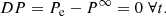 $$ \begin{aligned} DP = {P_{\rm e}} - {P^\infty } = 0 \,\, \forall t. \end{aligned} $$