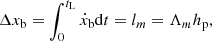 $$ \begin{aligned}\Delta {x_{\rm b}} = \int _0^{{t_{\rm L}}} {{{\dot{x}}_{\rm b}}\mathrm{d}t} = l_m = {\Lambda _m}{h_{\rm p}}, \end{aligned} $$