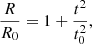 $$ \begin{aligned} \frac{R}{{{R_0}}} = 1 + \frac{{{t^2}}}{{t_0^2}}, \end{aligned} $$