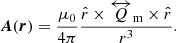 $$ \begin{aligned} \boldsymbol{A}(\boldsymbol{r})=\frac{\mu _0}{4\pi }\frac{\hat{r}\times \overleftrightarrow {Q}_{\rm m}\times \hat{r}}{r^3}. \end{aligned} $$