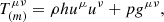 $$ \begin{aligned} T_{(m)}^{\mu \nu }=\rho hu^{\mu }u^{\nu }+pg^{\mu \nu } ,\end{aligned} $$