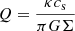 $ Q=\frac{\kappa c_{\mathrm{s}}}{\pi G \Sigma} $