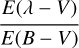 ${{E\left( {\lambda - V} \right)} \over {E\left( {B - V} \right)}}$