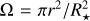 ${\rm{\Omega }} = {{\pi {r^2}} \mathord{\left/ {\vphantom {{\pi {r^2}} {R_ \star ^2}}} \right. \kern-\nulldelimiterspace} {R_ \star ^2}}$