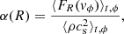 $$ \begin{aligned} \alpha (R) = \frac{\langle F_R(v_\phi ) \rangle _{t,\phi }}{\langle \rho c_{\rm s}^2\rangle _{t,\phi }}, \end{aligned} $$