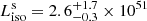 $ L_\mathrm{{iso}}^\mathrm{{s}}=2.6_{-0.3}^{+1.7}\times10^{51} $