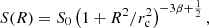$$ \begin{aligned} S(R) = S_0\left(1+R^2/r_{\rm c}^2\right)^{-3\beta +\frac{1}{2}}, \end{aligned} $$