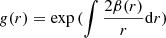 $ g(r)=\exp{(\int\frac{2\beta(r)}{r}\mathrm{d}r)} $