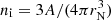 $ n_{\rm i} = 3A/(4\pi r_{\rm N}^3) $