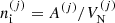 $ n_{\mathrm{i}}^{(j)} = A^{(j)}/V_{\mathrm{N}}^{(j)} $