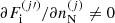 $ \partial F_{\mathrm{i}}^{(j\prime)}/\partial n_{\mathrm{N}}^{(j)} \ne 0 $