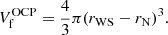 $$ \begin{aligned} {V^\mathrm{OCP}_{\rm f}} = \frac{4}{3} \pi (r_{\rm WS} - r_{\rm N})^3. \end{aligned} $$