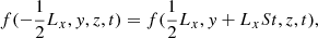 $$ \begin{aligned} f(-\frac{1}{2} L_x, y, z, t) = f(\frac{1}{2}L_x, y + L_x S t, z, t), \end{aligned} $$