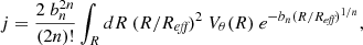 $$ \begin{aligned} j = \frac{2~b_n^{2n}}{(2n)!} \int _R dR~(R/R_{\textit{eff}})^2~V_\theta (R)~e^{-b_n (R/R_{\textit{eff}})^{1/n}}, \end{aligned} $$