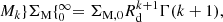 $$ \begin{aligned} M_k \} \Sigma _{\rm {M}} \{ _0^{\infty } = \Sigma _{\rm {M}, 0} R_{\rm {d}}^{k+1} \Gamma (k+1), \end{aligned} $$