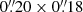 $ 0{{\overset{\prime\prime}{.}}}20 \times 0{{\overset{\prime\prime}{.}}}18 $