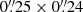 $ 0{{\overset{\prime\prime}{.}}}25 \times 0{{\overset{\prime\prime}{.}}}24 $