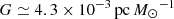 $ G \simeq 4.3 \times 10^{-3}\,{\rm pc}\,{M_{\odot}}^{-1} $