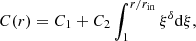 $$ \begin{aligned} C(r) = C_1 + C_2\int _{1}^{r/r_{\rm in}}\xi ^\delta \mathrm{d}\xi , \end{aligned} $$