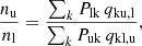 $$ \begin{aligned} \frac{n_{\rm u}}{n_{\rm l}} = \frac{\sum _k P_{\rm lk} \, q_{\rm ku,l}}{\sum _k P_{\rm uk} \, q_{\rm kl,u}}, \end{aligned} $$