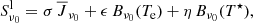 $$ \begin{aligned} S^\mathrm{l}_{\nu _0} = \sigma \, \overline{J}_{\nu _0} + \epsilon \, B_{\nu _0} (T_{\rm e}) + \eta \, B_{\nu _0} (T^{\star }), \end{aligned} $$