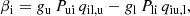 $$ \begin{aligned}&\beta _{\rm i} = g_{\rm u} \, P_{\rm ui} \, q_{\rm il,u} - g_{\rm l} \, P_{\rm li} \, q_{\rm iu,l}, \end{aligned} $$