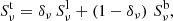 $$ \begin{aligned} S^\mathrm{t}_\nu = \delta _\nu \, S^\mathrm{l}_{\nu } + \left(1 - \delta _\nu \right) \, S^\mathrm{b}_\nu , \end{aligned} $$