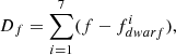 $$ \begin{aligned} D_f = \sum _{i=1}^7(f - f_{dwarf}^i), \end{aligned} $$