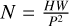 $N = {{HW} \over {{P^2}}}$