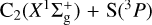 ${{\rm{C}}_2}\left( {{X^1}{\rm{\Sigma }}_{\rm{g}}^ + } \right) + {\rm{S}}\left( {^3P} \right)$